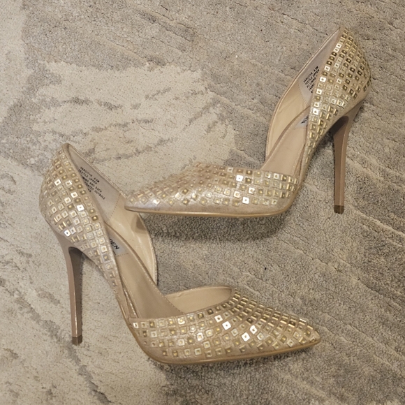 Steve Madden Varcityr Gold Multi D'Orsay Pumps Gold Sequin High Heels 8.5M - Picture 6 of 15